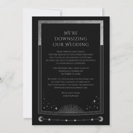 神秘的なブラックシルバー我々は我々のサイズを小さく結婚している シーズンカード (正面)