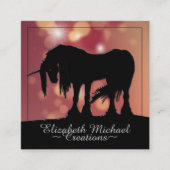 神秘的なブラックユニコーン（マルーンの星） スクエア名刺 (正面)