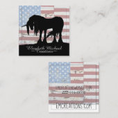 神秘的なブラックユニコーン（素朴な国旗） スクエア名刺 (正面/裏面)