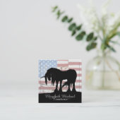 神秘的なブラックユニコーン（素朴な国旗） スクエア名刺 (スタンド正面)