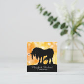 神秘的なブラックユニコーン（黄色の星） スクエア名刺 (スタンド正面)