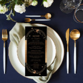 神秘的なブラック金ゴールドサン結婚ムーンのメニューカード メニュー