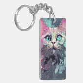 神秘的なブルーアイズキッテン |かわいい猫 キーホルダー (正面左)
