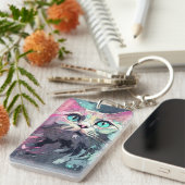 神秘的なブルーアイズキッテン |かわいい猫 キーホルダー (正面右)