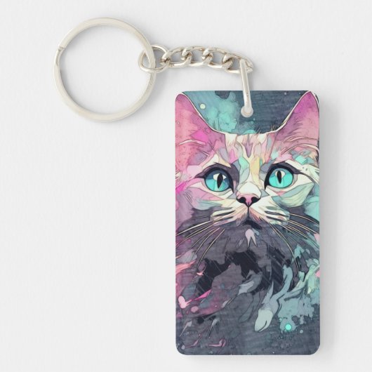 神秘的なブルーアイズキッテン |かわいい猫 キーホルダー (正面)