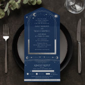 神秘的なブルーシルバーサンスタームーン天文学宇宙 オールインワン招待状