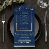 神秘的なブルーシルバーサンスタームーン天文学宇宙 オールインワン招待状