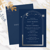 神秘的なブルーシルバーサンスタームーン天文学宇宙 招待状