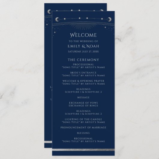 神秘的なブルーシルバーサンスタームーン宇宙結婚ズ プログラム (正面/裏面)