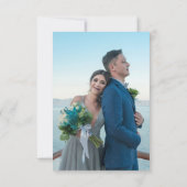 神秘的なブルーシルバーサンムーンスターズ結婚ズ セーブザデート (裏面)