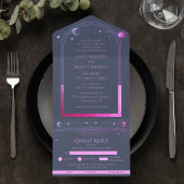 神秘的なブルーパープルサンムーン天文学宇宙 オールインワン招待状