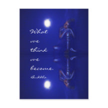 神秘的なブルーブッダ反射と引用文