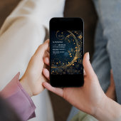 神秘的なブルー・ミッドナイト・ゴールド・セレスト・ウェディング 招待状