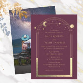 神秘的なプラム金ゴールドサンムーン天文学宇宙 招待状