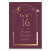神秘的なプラム金ゴールド太陽ムーンスターズ結婚ズ テーブルナンバー (正面)