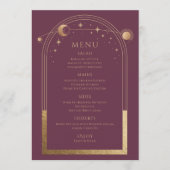 神秘的なプラム金ゴールド太陽ムーンスターズ結婚ズ メニュー (正面)