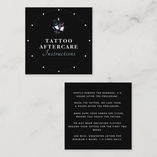 神秘的なヘビの入れ墨アフターケアの指示エレガント スクエア名刺 (正面/裏面)