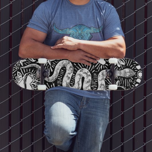 神秘的なヘビ月面ホワイトスケートボード スケートボード (室外3)