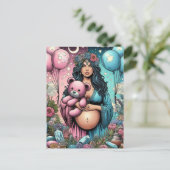 神秘的なベビーシャワー | 性別発表 ポストカード (スタンド正面)