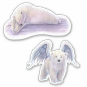 神秘的なホッキョクグマのアート　天使の幻想 シール (正面)