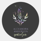 神秘的なホログラフィックグリッタースピリチュアル結晶 ラウンドシール (正面)