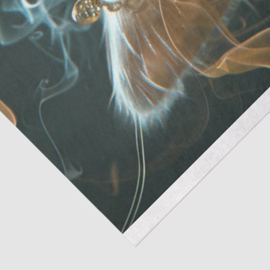 神秘的なホワイトキャットが王冠を着てデコパージュ 薄葉紙 (詳細)