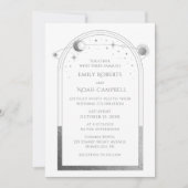 神秘的なホワイトシルバーサンムーン天文学宇宙 招待状 (正面)