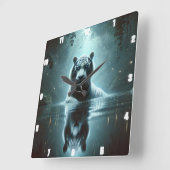 神秘的なホワイトタイガーフォレスト時計 スクエア壁時計 (傾斜)