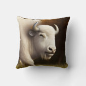 神秘的なホワイトバッファローデジタルアート クッション (裏面)