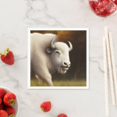 神秘的なホワイトバッファローデジタルアート スタンダードカクテルナプキン (インサイチュ)