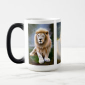 神秘的なホワイトライオンAIアート モーフィングマグカップ (左)