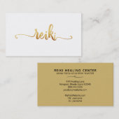 *~*神秘的なホワイト金ゴールド霊気タイポグラフィ 名刺 (正面/裏面)