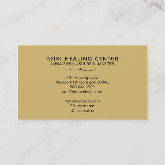 *~*神秘的なホワイト金ゴールド霊気タイポグラフィ 名刺 (裏面)