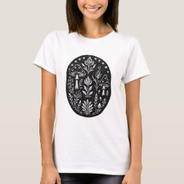 神秘的なボヘミアンキノコデザイン - 植物学的なフォークアート Tシャツ