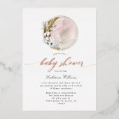 神秘的なボヘミアンムーンベビーシャワーフォイル招待状 箔招待状 (正面)