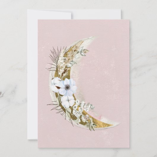 神秘的なボヘミアンムーンベビーシャワー招待状 (裏面)