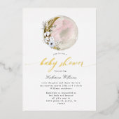 神秘的なボヘミアンムーンベビーシャワー 箔招待状 (正面)