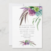 神秘的なボホの水の色の多肉性結婚の 招待状 (正面)