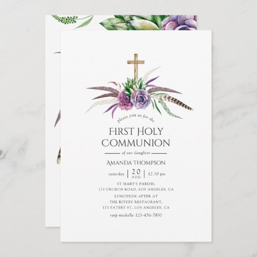 神秘的なボホは最初の聖なる聖餐式を食べる 招待状 (正面/裏面)