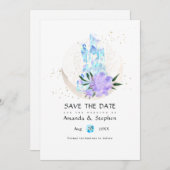 神秘的なボホクリスタルムーンウェディング日付を保存 セーブザデート (正面/裏面)