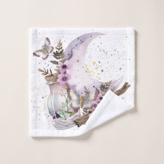 神秘的なボホラベンダーアネモーンムーン&ポーション バスタオルセット (ウォッシュタオル)