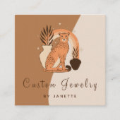 神秘的なボホレオパードチータハンドメイドジュエリー スクエア名刺 (正面)