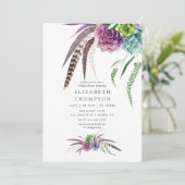 神秘的なボホー多肉性ブライダルシャワー 招待状 (スタンド正面)