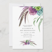 神秘的なボホ多肉性花嫁の昼食会 招待状 (正面)