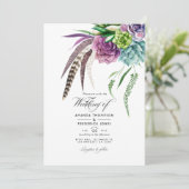 神秘的なボホ多肉植物結婚の写真 招待状 (スタンド正面)