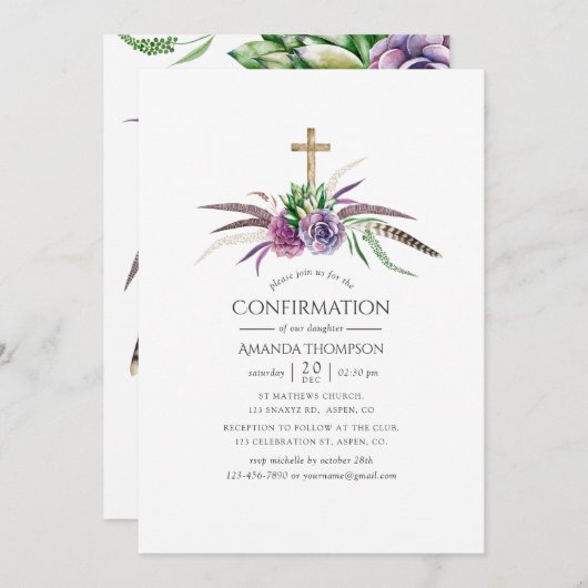 神秘的なボホ多肉食の確認 招待状 (正面/裏面)