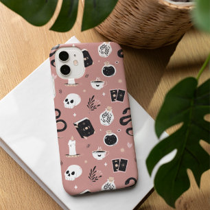 神秘的なボホ結晶スカルスネークパターン iPhone 16ケース