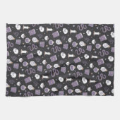 神秘的なボホ結晶ハロウィーンパターン キッチンタオル (横)