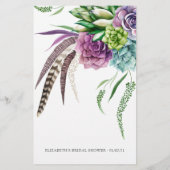 神秘的なボホ サボテン ブライダル シャワー ビンゴ (裏面)