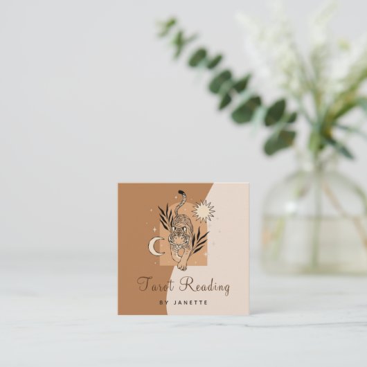 神秘的なボホ タイガー 天体エネルギー ヒーラー タロット スクエア名刺 (スタンド正面)